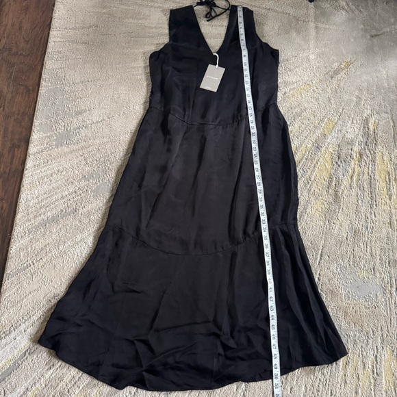 Everlane desss long black silky satin v neck maxi midi slip dress small new - Picture 8 of 15